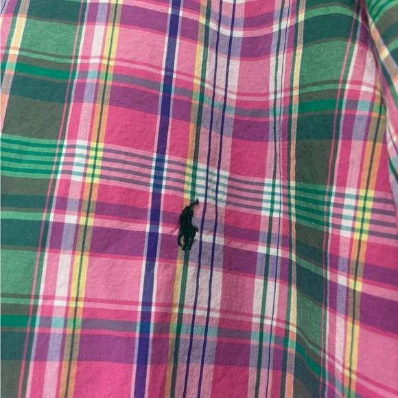 Polo Ralph Lauren Men's Pink and Green Plaid Shortsleeve Button Down Shirt 3XLT - Picture 3 of 6